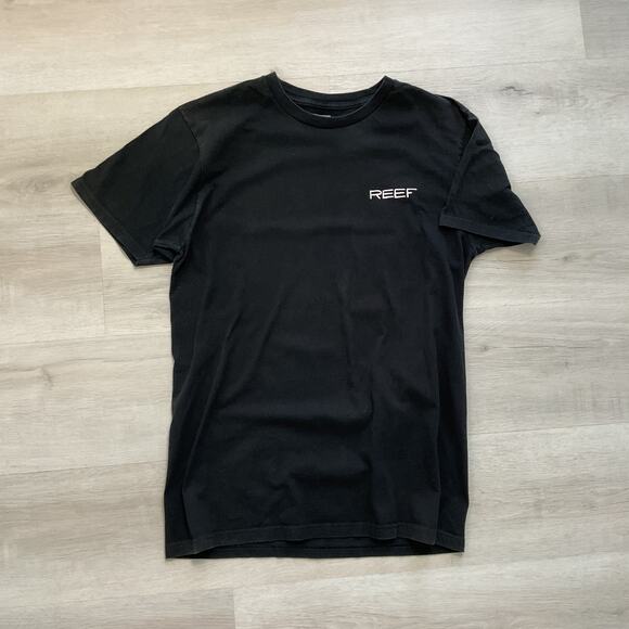 Reef Mens Basic Crew Neck Tee Shirt 100 Percent Cotton Black size Medium - Picture 2 of 9